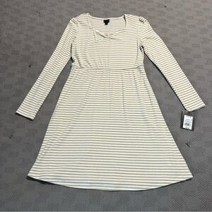 Art Class Cream & Gold Striped Dress Size L 10/12 NWT